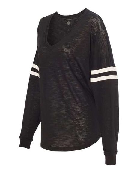 Boxercraft Women's Slub Jersey Varsitee V-Neck Long Sleeve T-Shirt Boxercraft