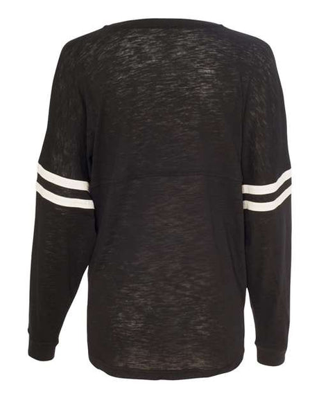 Boxercraft Women's Slub Jersey Varsitee V-Neck Long Sleeve T-Shirt Boxercraft