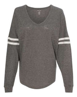 Boxercraft Women's Slub Jersey Varsitee V-Neck Long Sleeve T-Shirt Boxercraft