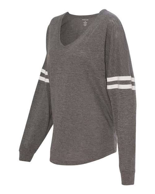 Boxercraft Women's Slub Jersey Varsitee V-Neck Long Sleeve T-Shirt Boxercraft