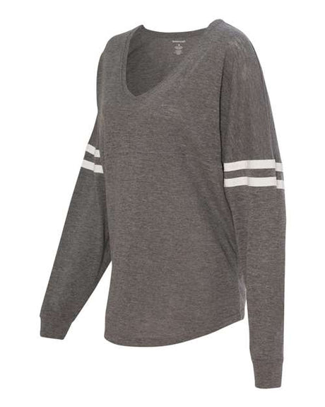 Boxercraft Women's Slub Jersey Varsitee V-Neck Long Sleeve T-Shirt Boxercraft