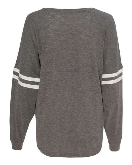 Boxercraft Women's Slub Jersey Varsitee V-Neck Long Sleeve T-Shirt Boxercraft