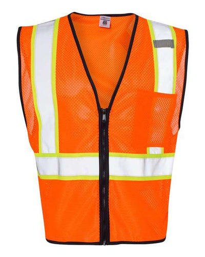 Kishigo Economy Contrasting Vest with Zippered Front