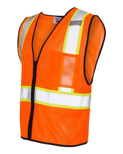 Kishigo Economy Contrasting Vest with Zippered Front