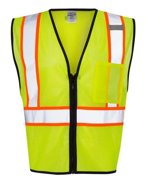 Kishigo Economy Contrasting Vest with Zippered Front