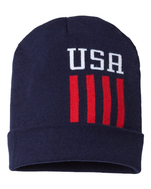 CAP AMERICA USA-Made Patriotic Cuffed Beanie CAP AMERICA