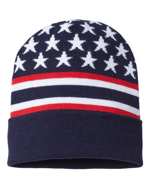CAP AMERICA USA-Made Patriotic Cuffed Beanie CAP AMERICA