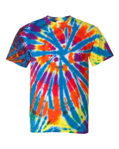Dyenomite Men's Rainbow Cut-Spiral Tie-Dyed T-Shirt