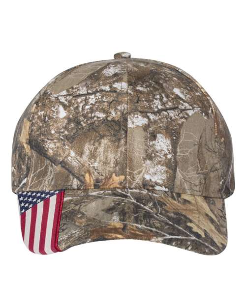 Outdoor Cap Camo with Flag Visor Cap