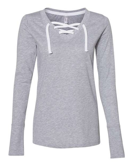 LAT Women's Fine Jersey Lace-Up Long Sleeve T-Shirt LAT