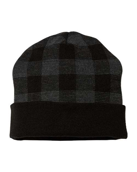 CAP AMERICA Men's USA-Made Plaid Beanie CAP AMERICA