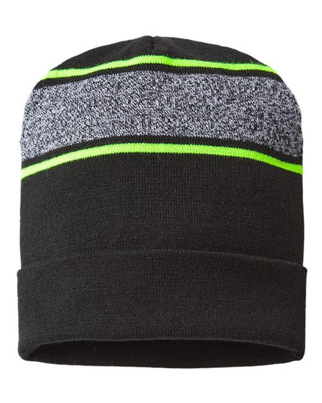 CAP AMERICA Men's USA-Made Variegated Striped Cuffed Beanie CAP AMERICA