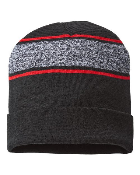 CAP AMERICA Men's USA-Made Variegated Striped Cuffed Beanie CAP AMERICA