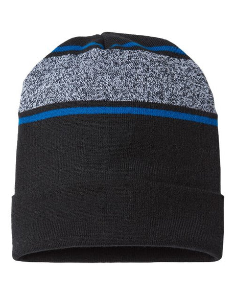 CAP AMERICA Men's USA-Made Variegated Striped Cuffed Beanie CAP AMERICA