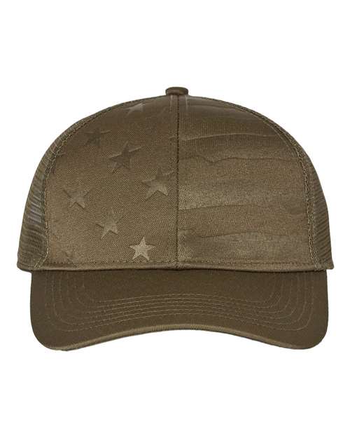 Outdoor Cap Debossed Stars and Stripes Mesh-Back Cap