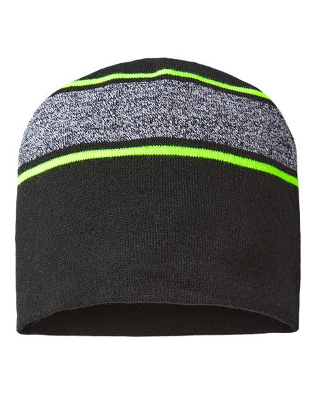 CAP AMERICA USA-Made Variegated Striped Beanie CAP AMERICA