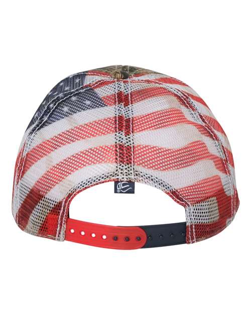 Outdoor Cap Camo with American Flag Mesh Back Cap