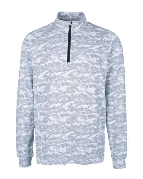 Cutter & Buck Traverse Camo Print Stretch Quarter Zip Mens Big and Tall Pullover Cutter & Buck