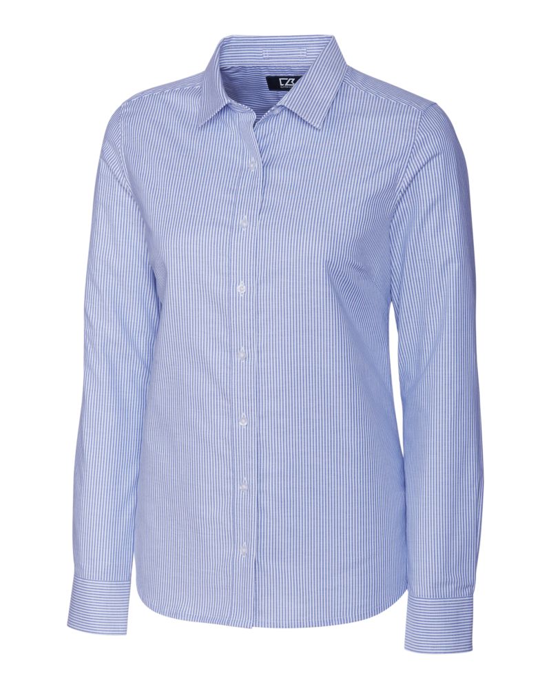 Cutter & Buck Stretch Oxford Stripe Womens Long Sleeve Dress Shirt Cutter & Buck