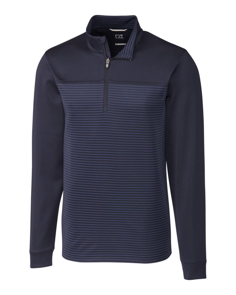 Cutter & Buck Traverse Stripe Stretch Quarter Zip Mens Pullover Cutter & Buck