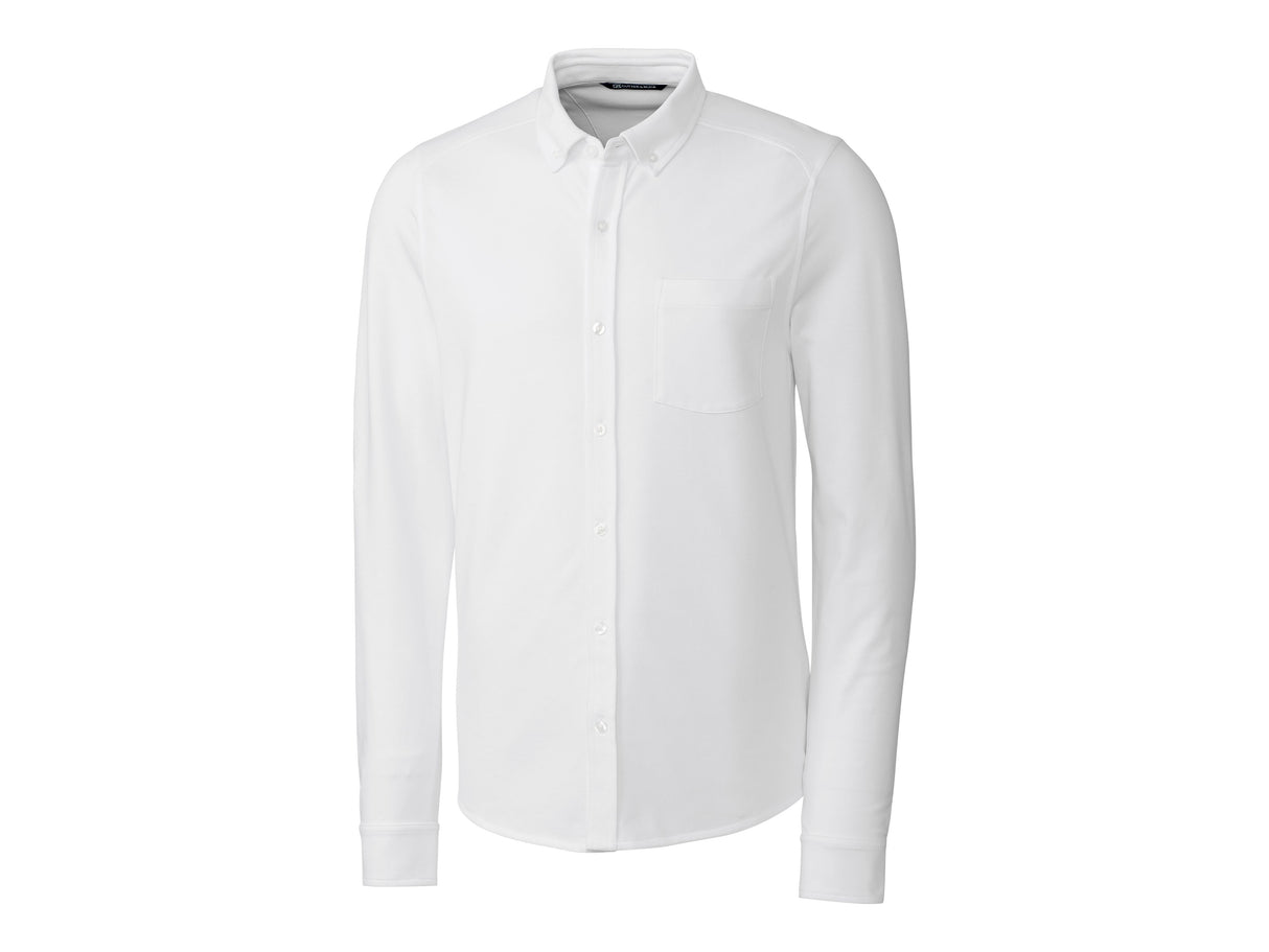 Cutter & Buck Advantage Tri-Blend Pique Long Sleeve Knitted Men's Button Down Cutter & Buck