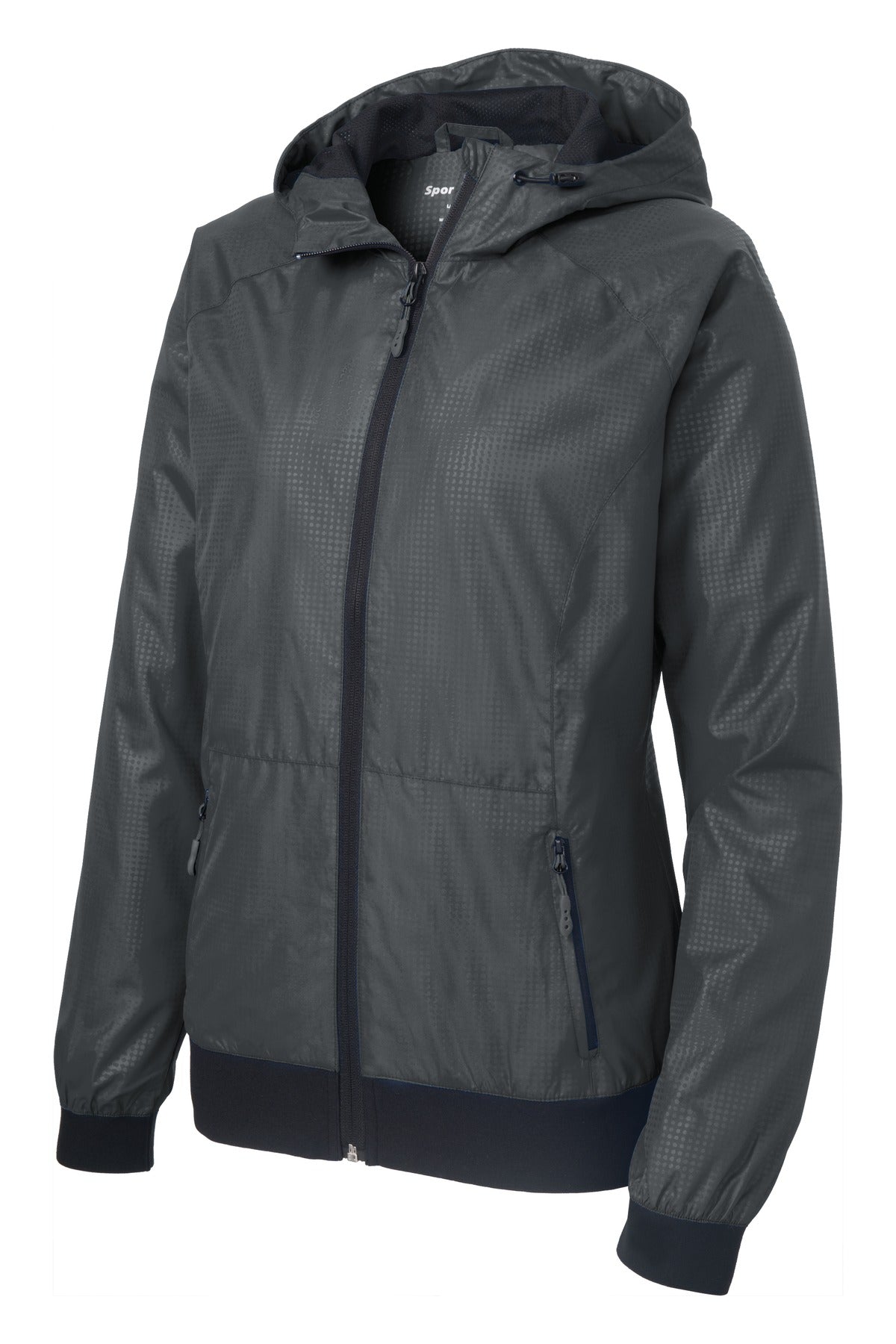 Sport-Tek Women's Embossed Hooded Wind Jacket LST53