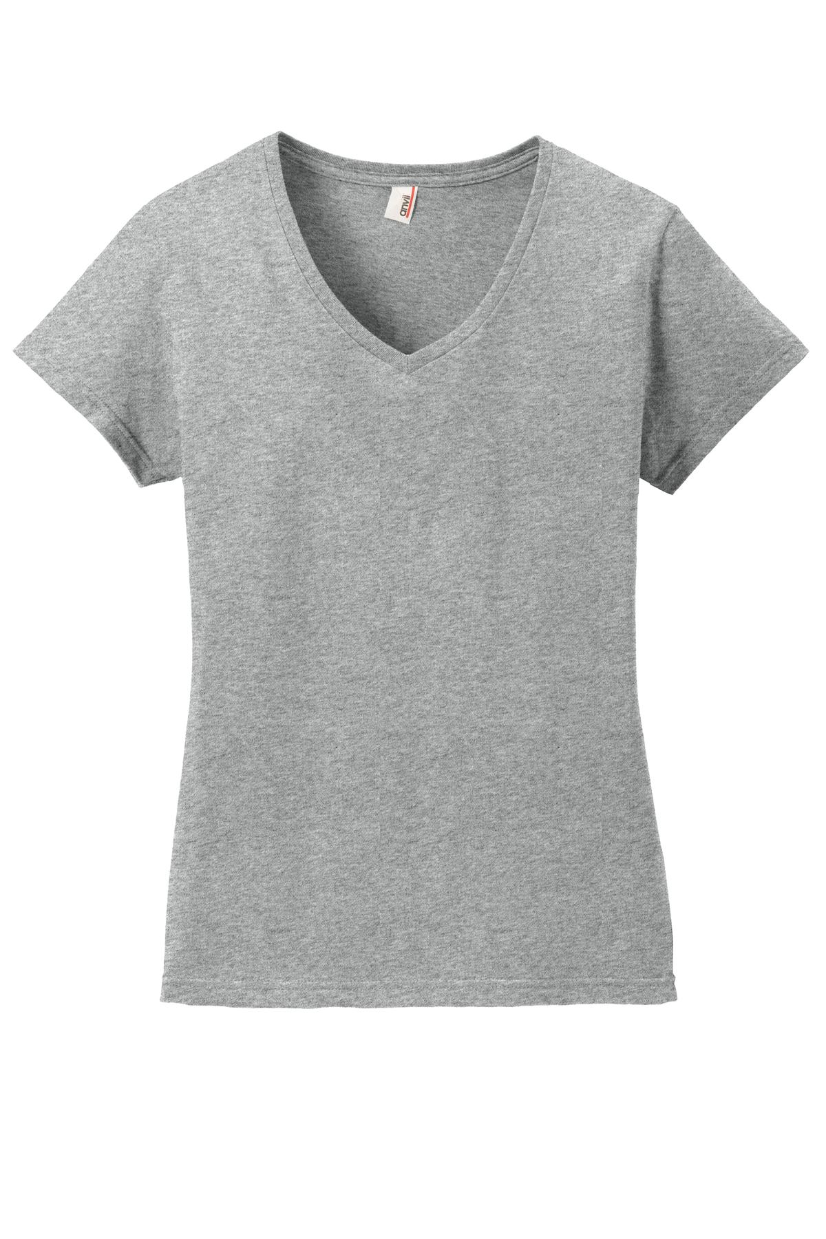Anvil Ladies 100% Combed Ring Spun Cotton V-Neck T-Shirt. 88VL Anvil
