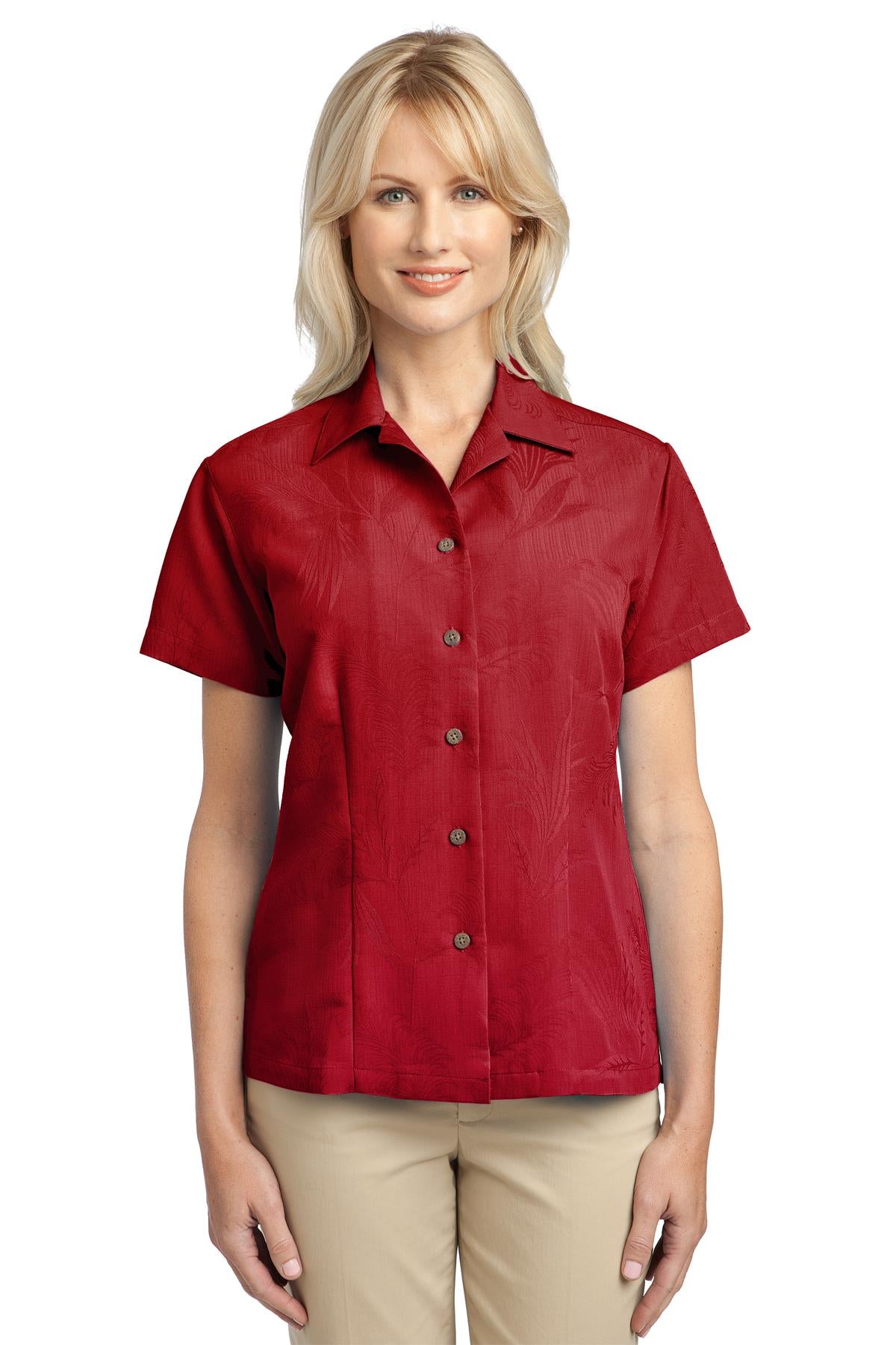 Port Authority Ladies Patterned Easy Care Camp Shirt. L536