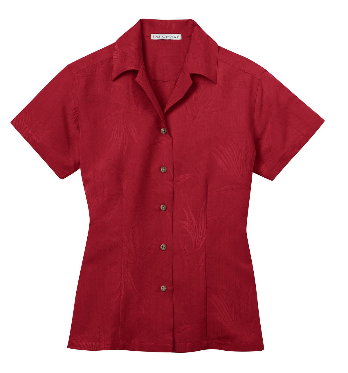 Port Authority Ladies Patterned Easy Care Camp Shirt. L536