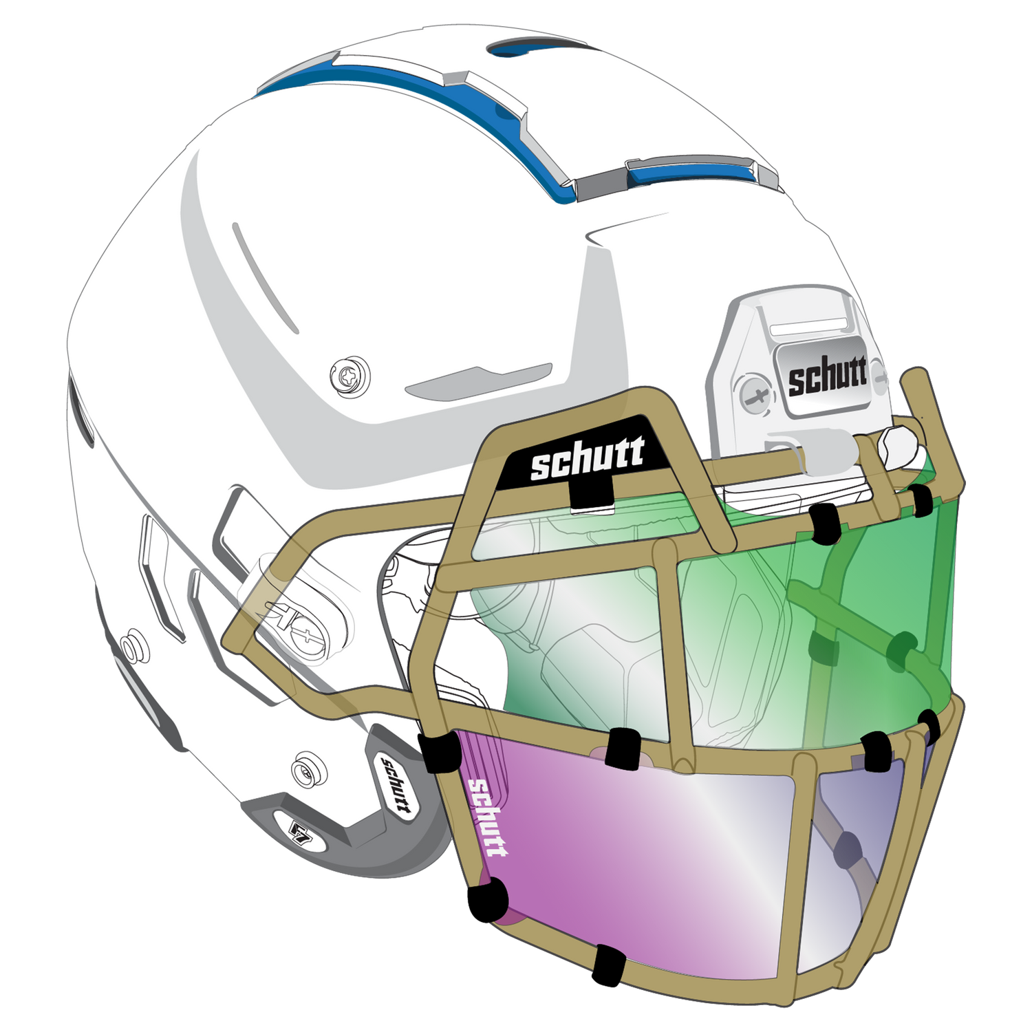 Schutt Splash Shield - Full Set Football Helmet Accessories All