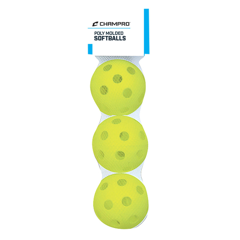 Champro 3 Pack Optic Yellow Poly Softballs Set of 3