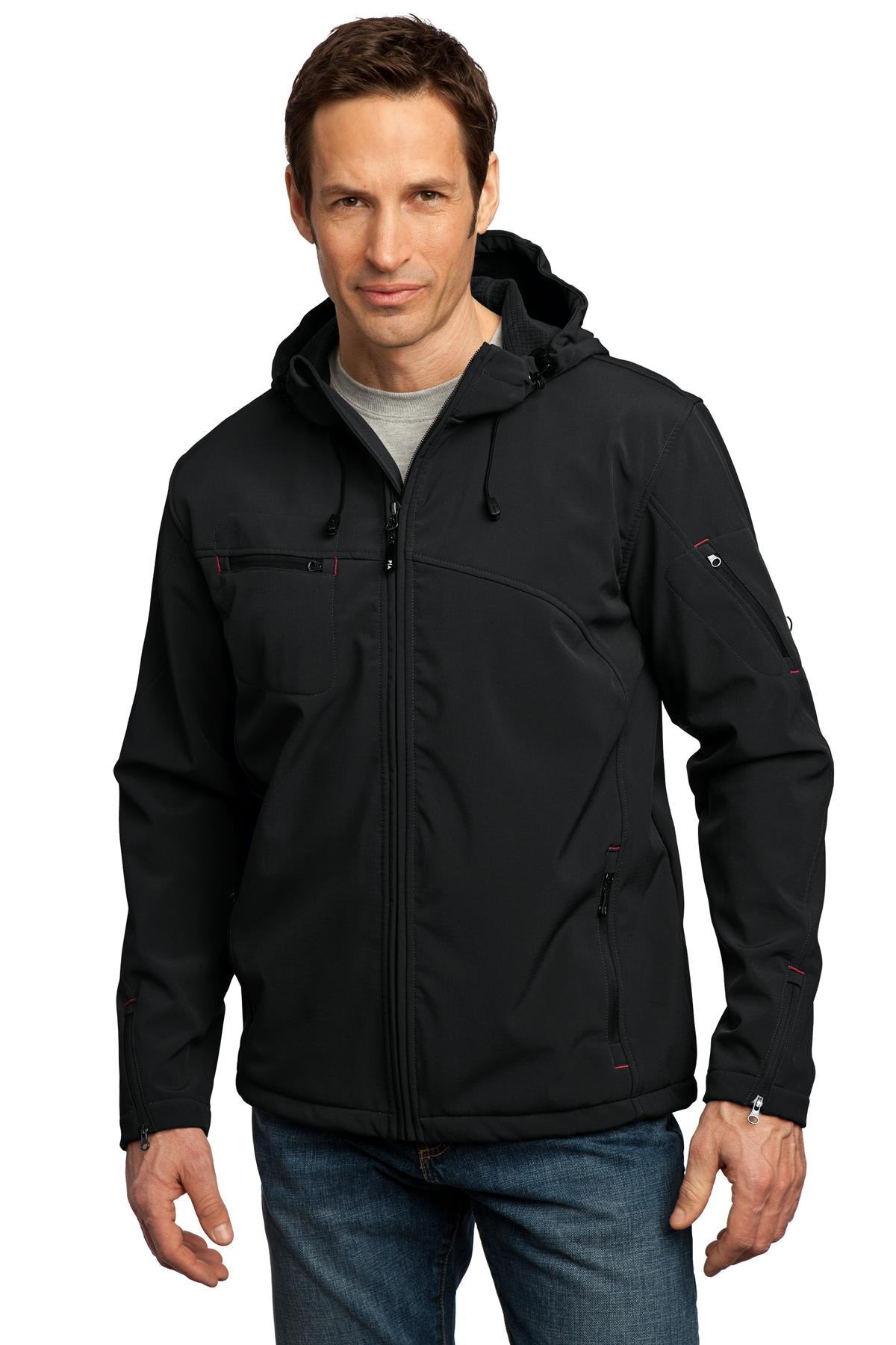 Port Authority Men's Textured Hooded Soft Shell Jacket. J706 Port Authority