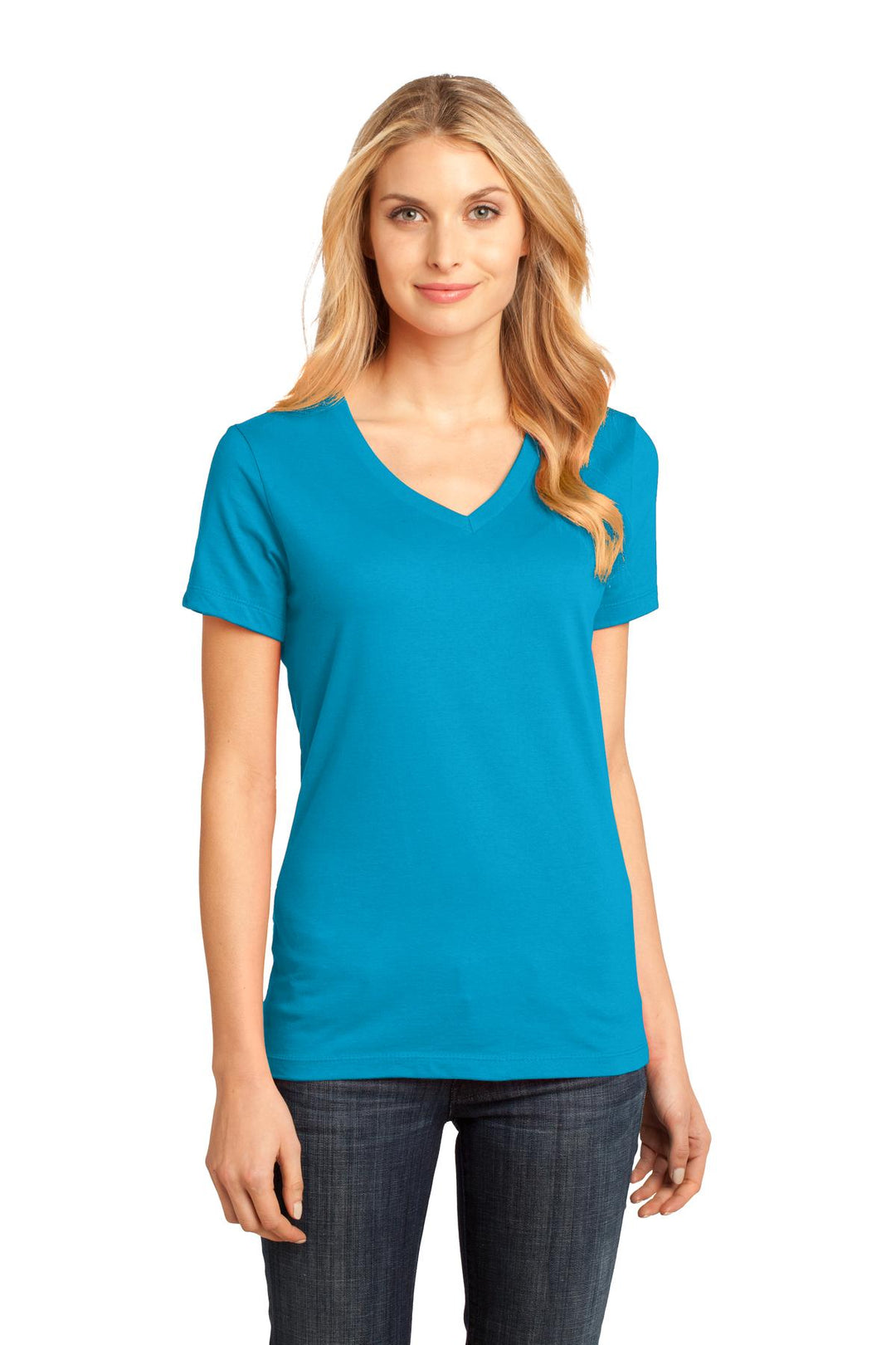 District Women's Perfect Weight V-Neck Tee. DM1170L District