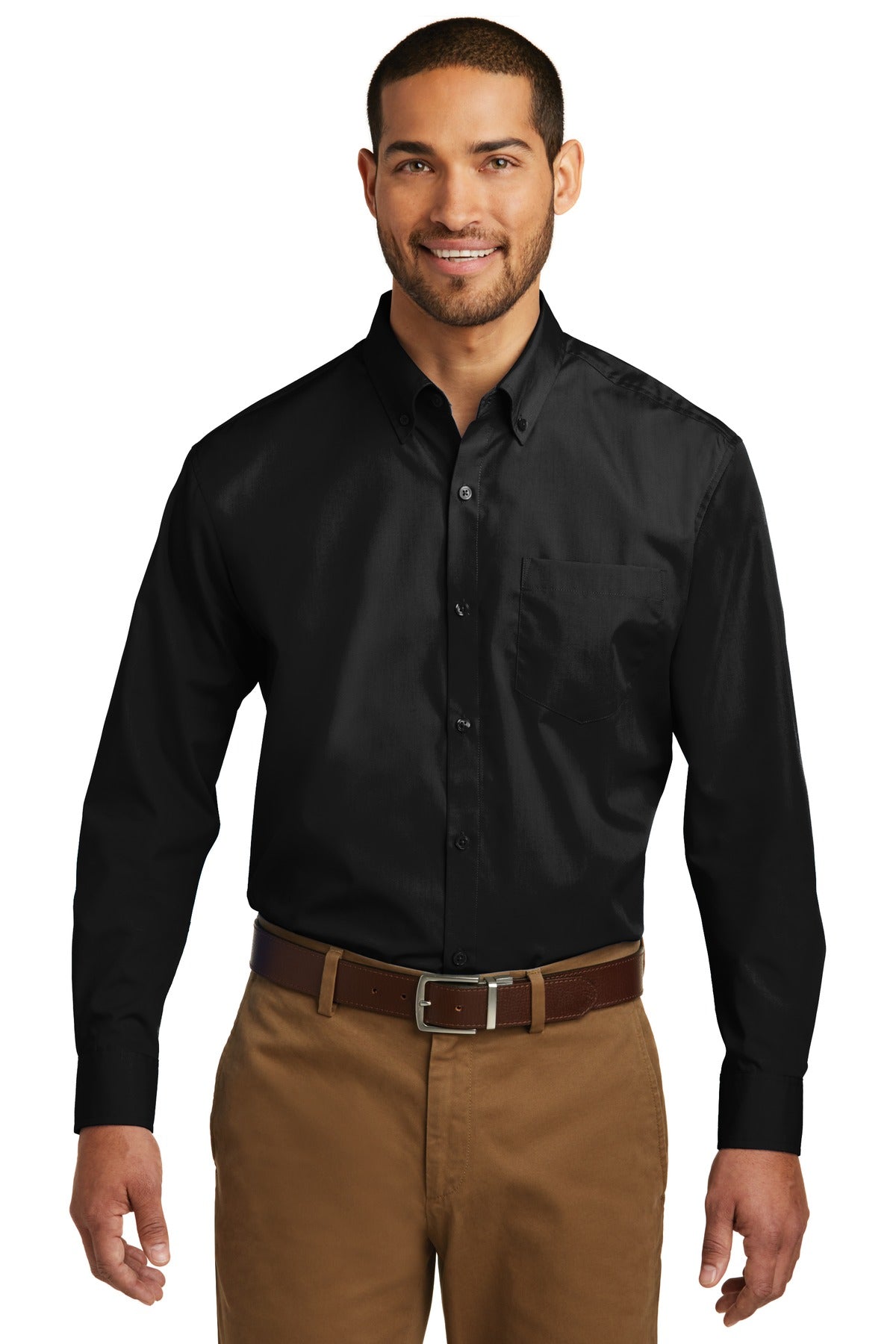 Port Authority Men's Long Sleeve Carefree Poplin Shirt. W100