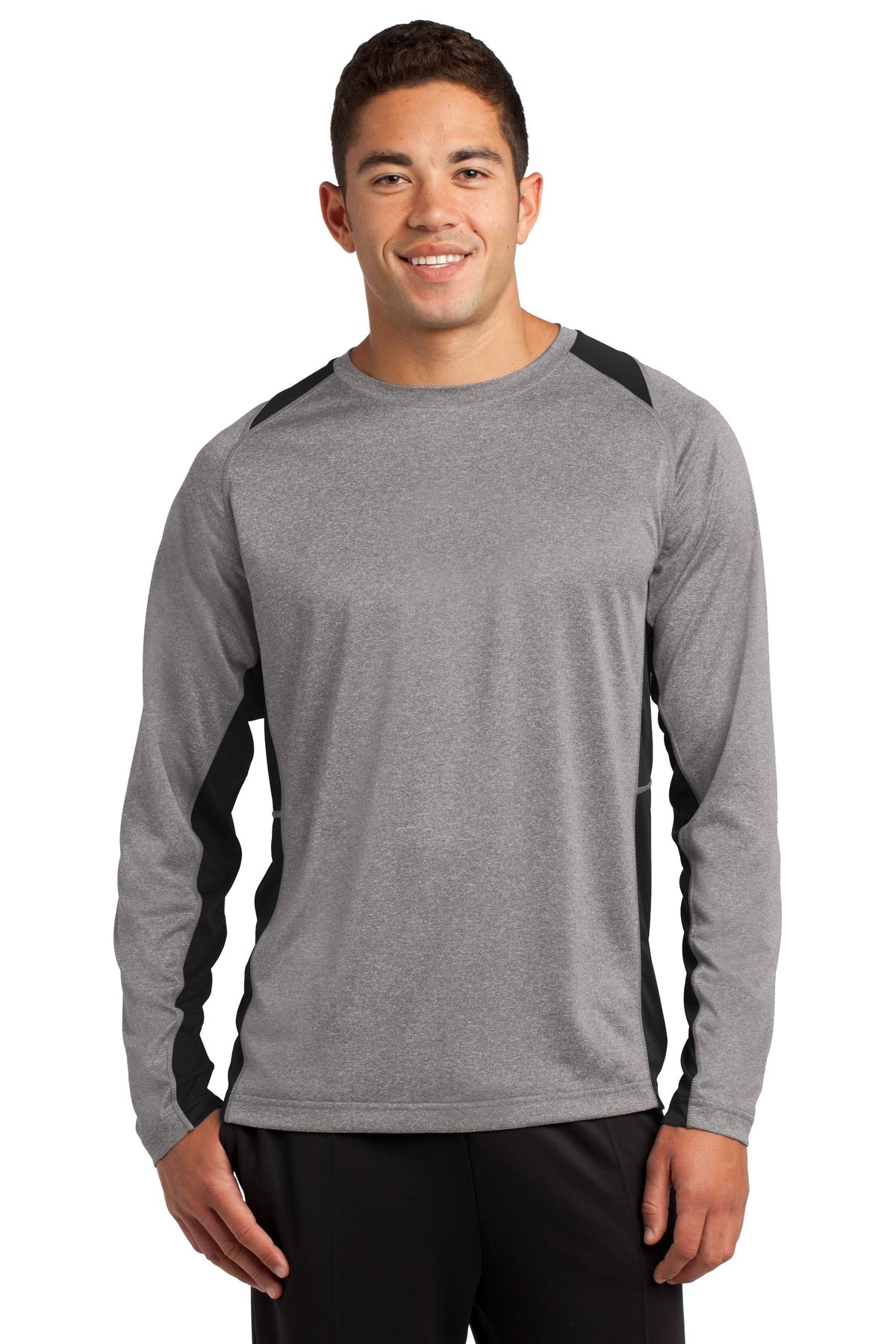Sport-Tek Men's Long Sleeve Heather Colorblock Contender Tee