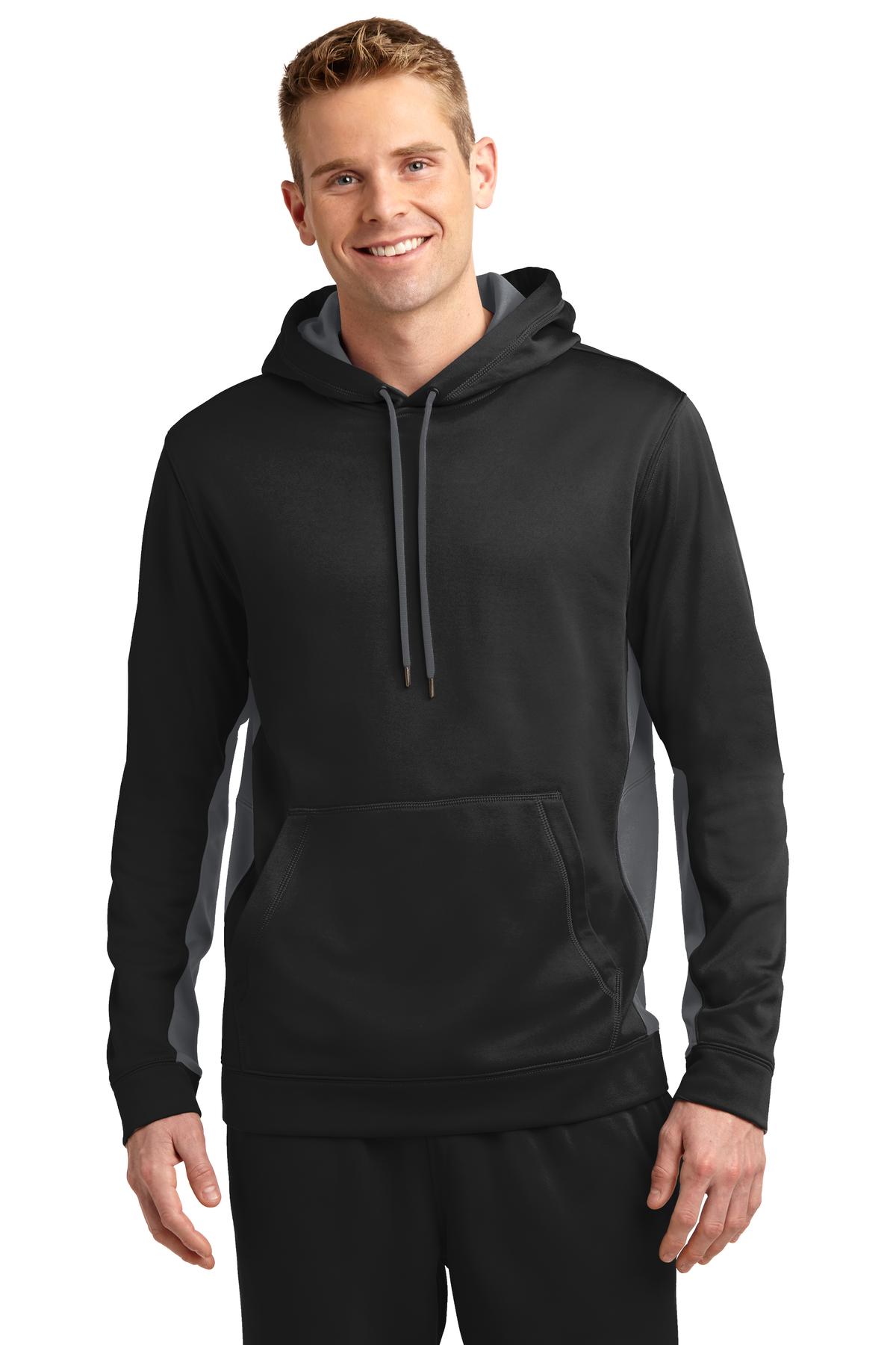 Sport-Tek Men's Sport-Wick Fleece Colorblock Hooded Pullover