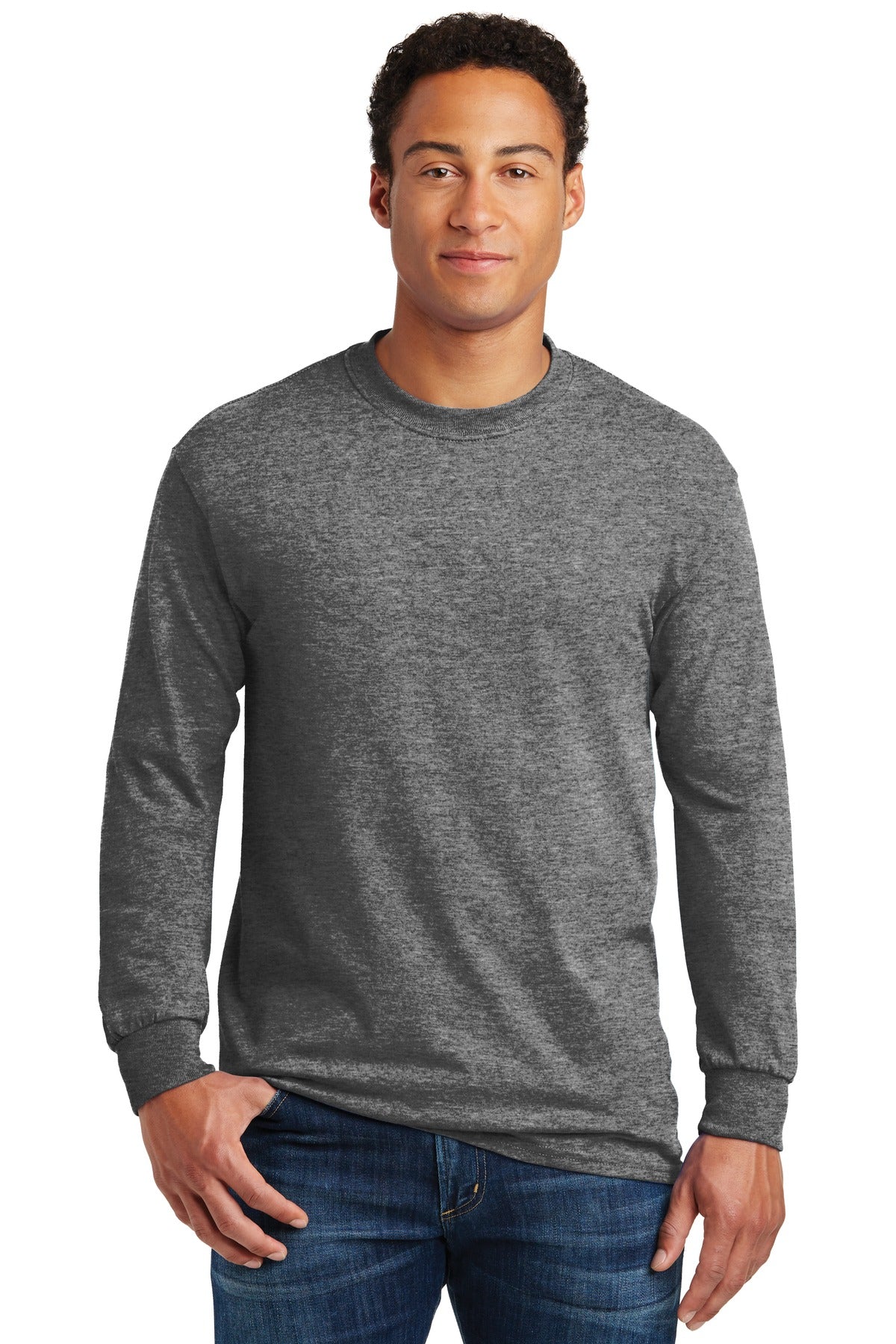 Gildan Men's Heavy Cotton 100% Cotton Long Sleeve T-Shirt. 5400 1 of 2 Gildan