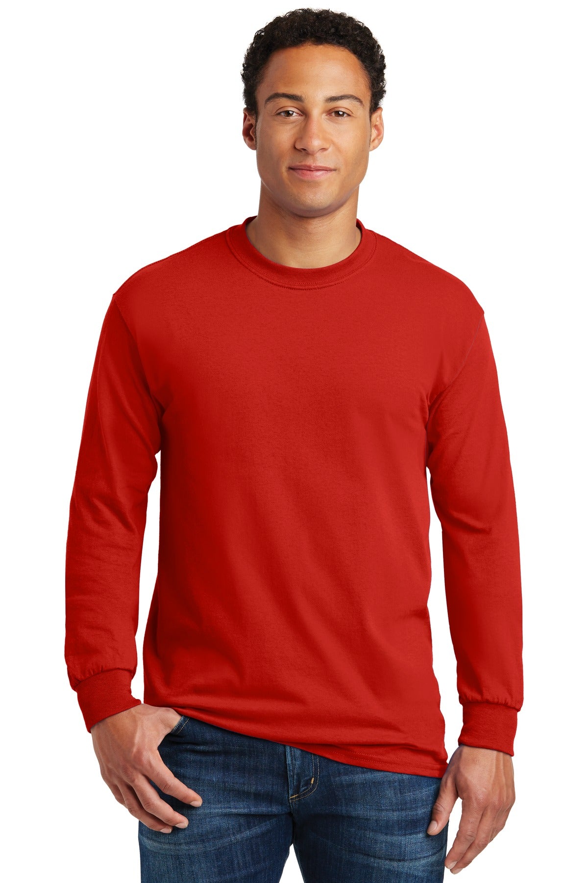 Gildan Men's Heavy Cotton 100% Cotton Long Sleeve T-Shirt. 5400 1 of 2 Gildan