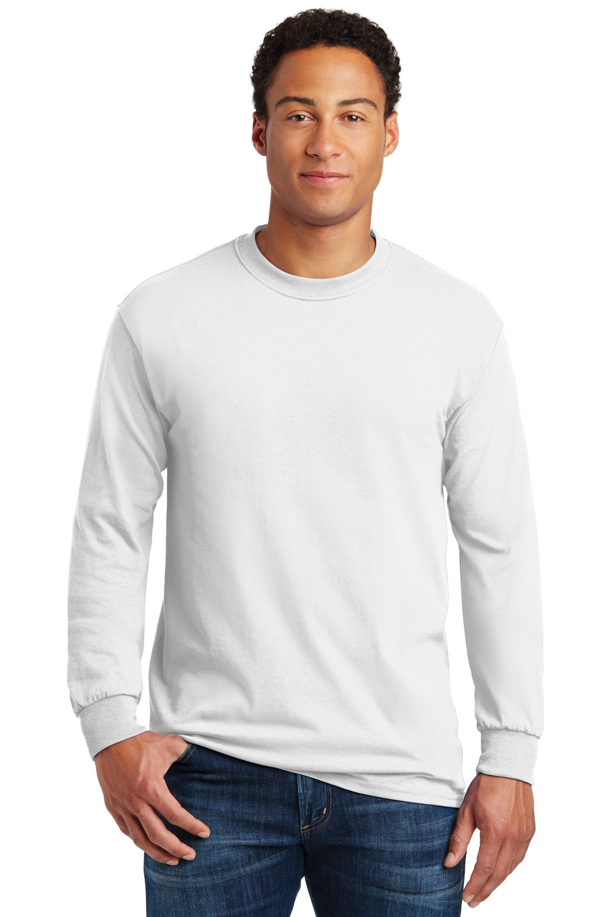 Gildan Men's Heavy Cotton 100% Cotton Long Sleeve T-Shirt. 5400 1 of 2 Gildan
