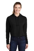 Sport-Tek Women's PosiCharge Tri-Blend Wicking Fleece Crop Hooded Pullover LST298