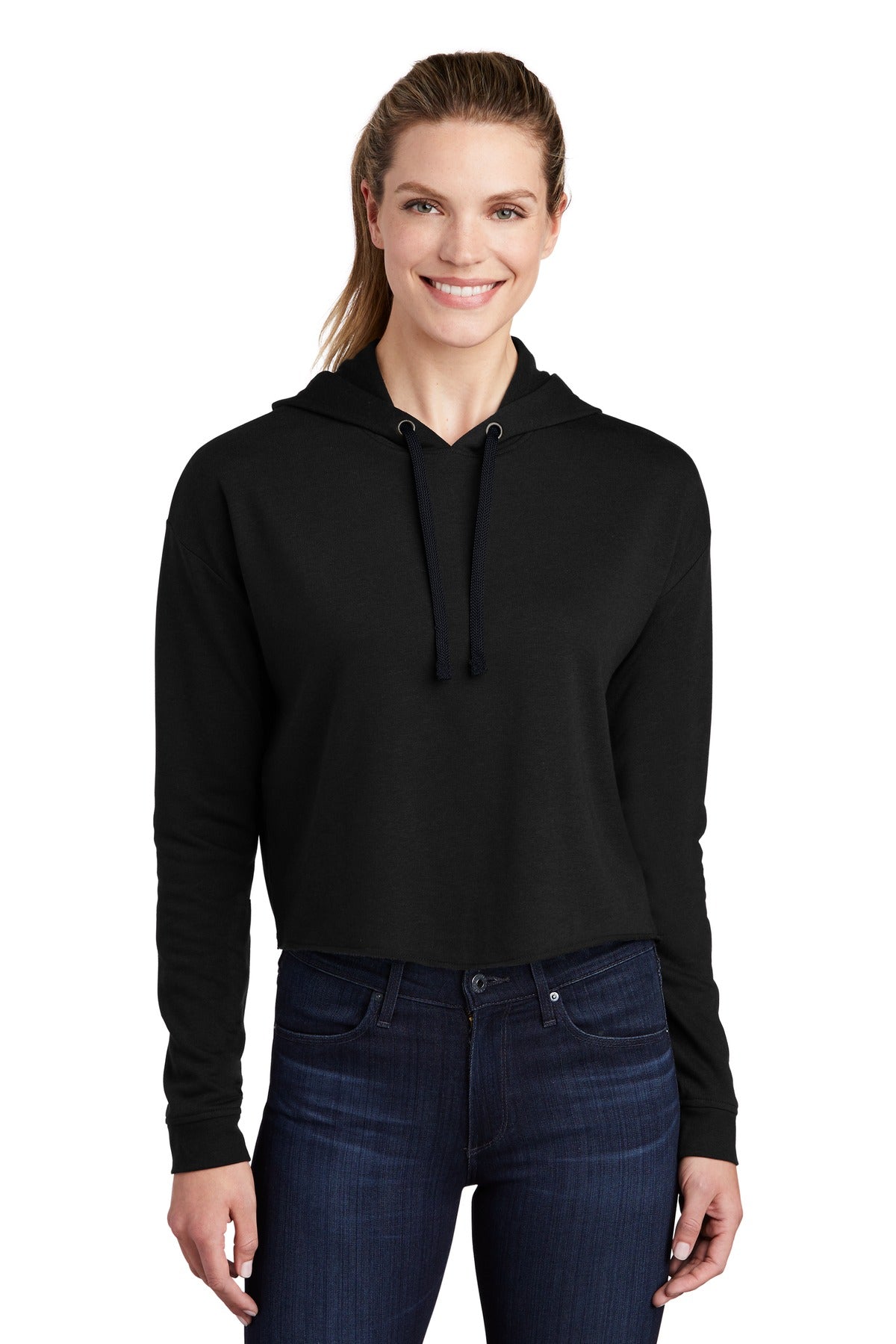 Sport-Tek Women's PosiCharge Tri-Blend Wicking Fleece Crop Hooded Pullover LST298