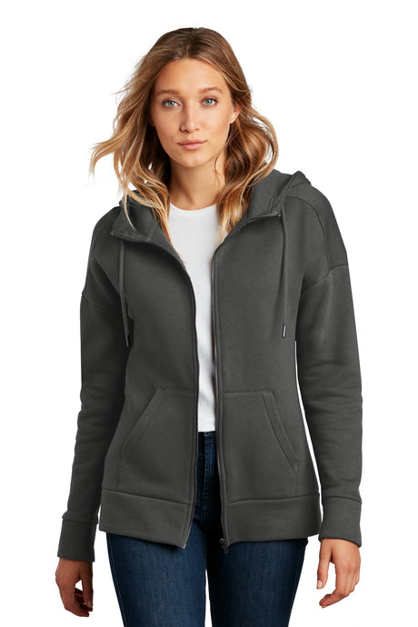 District Women's Perfect Weight Fleece Drop Shoulder Full-Zip Hoodie DT1104 District