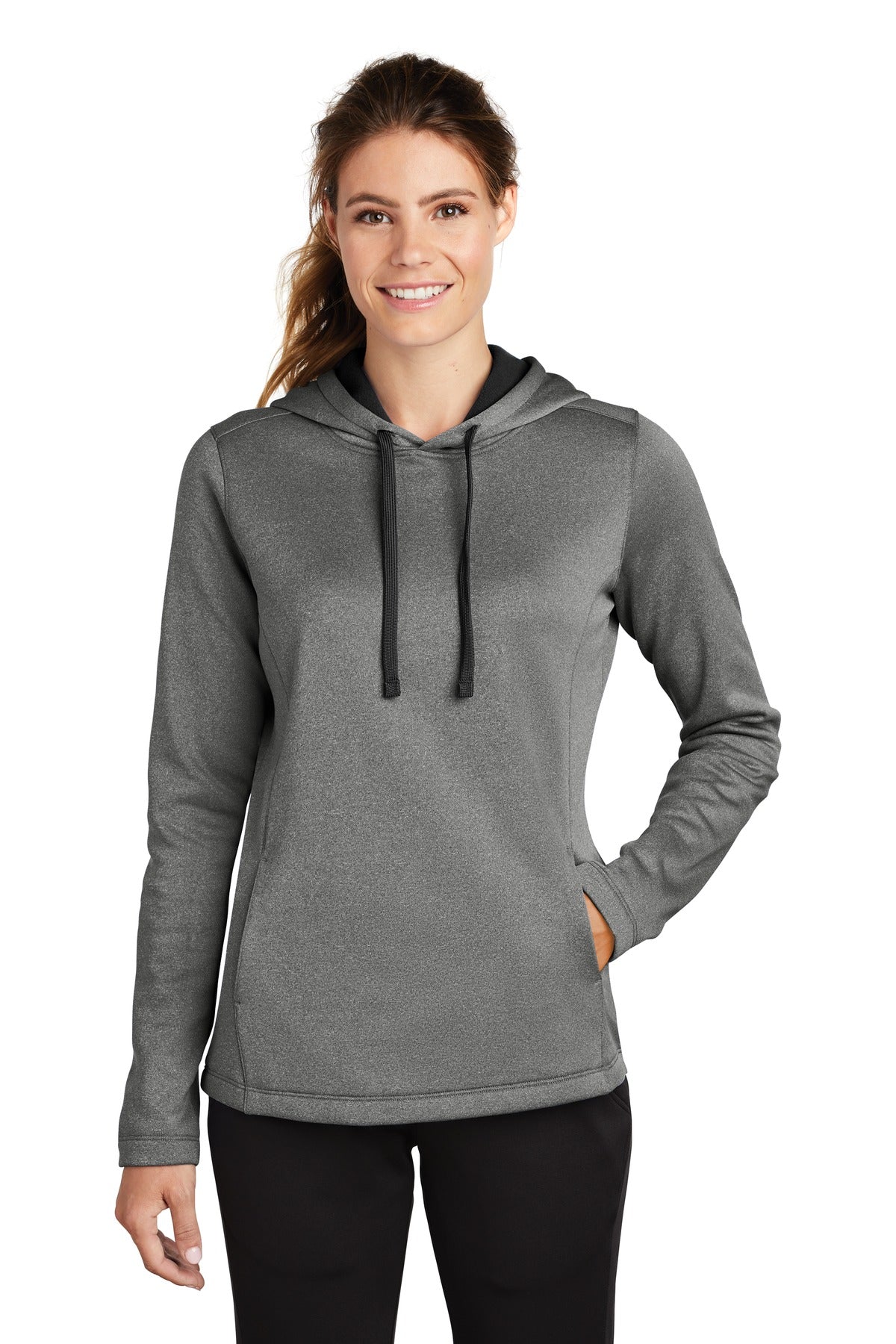 Sport-Tek Women's PosiCharge Sport-Wick Heather Fleece Hooded Pullover LST264