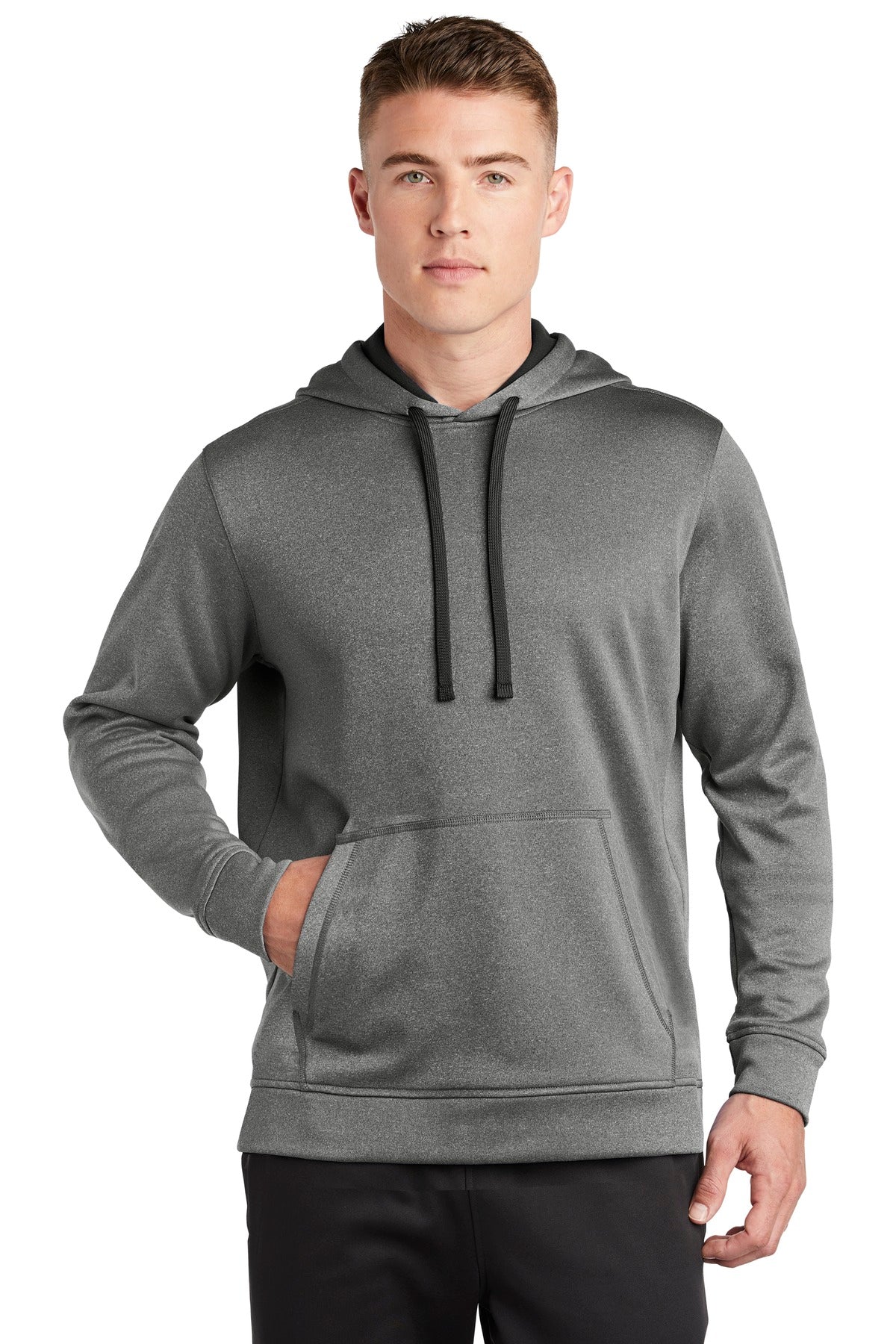 Sport-Tek Men's PosiCharge Sport-Wick Heather Fleece Hooded Pullover ST264