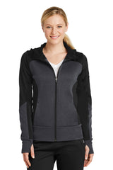 Sport-Tek Women's Tech Fleece Colorblock Full-Zip Hooded Jacket. LST245