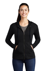 Sport-Tek Women's PosiCharge Tri-Blend Wicking Fleece Full-Zip Hooded Jacket. LST293