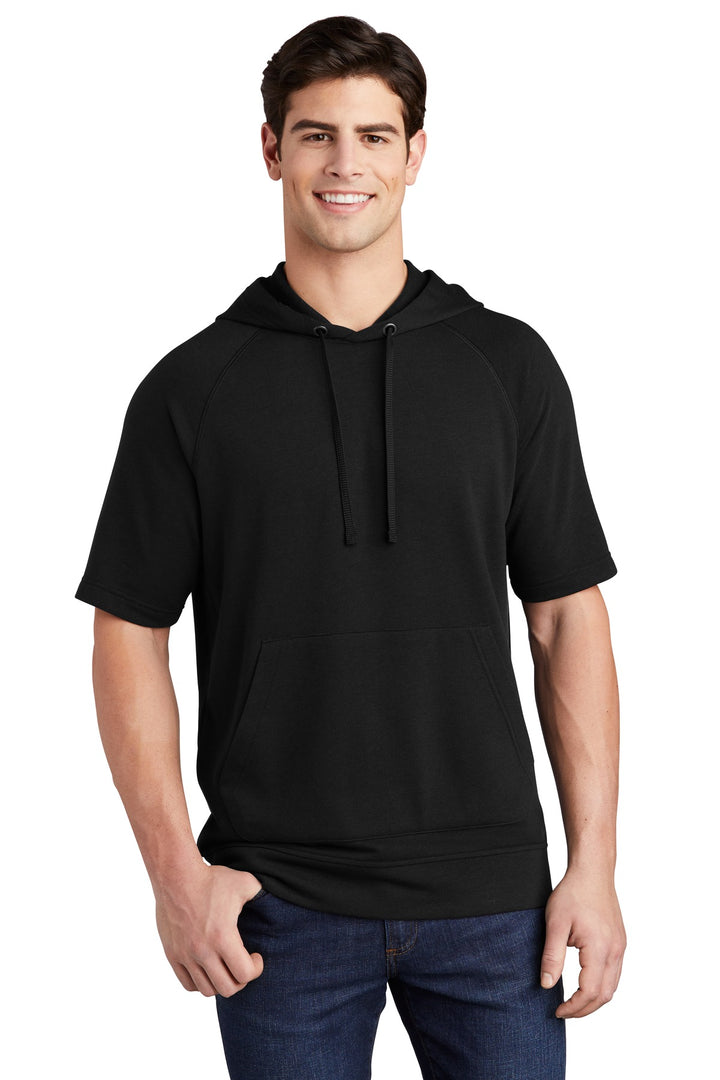 Sport-Tek Men's PosiCharge Tri-Blend Wicking Fleece Short Sleeve Hooded Pullover ST297