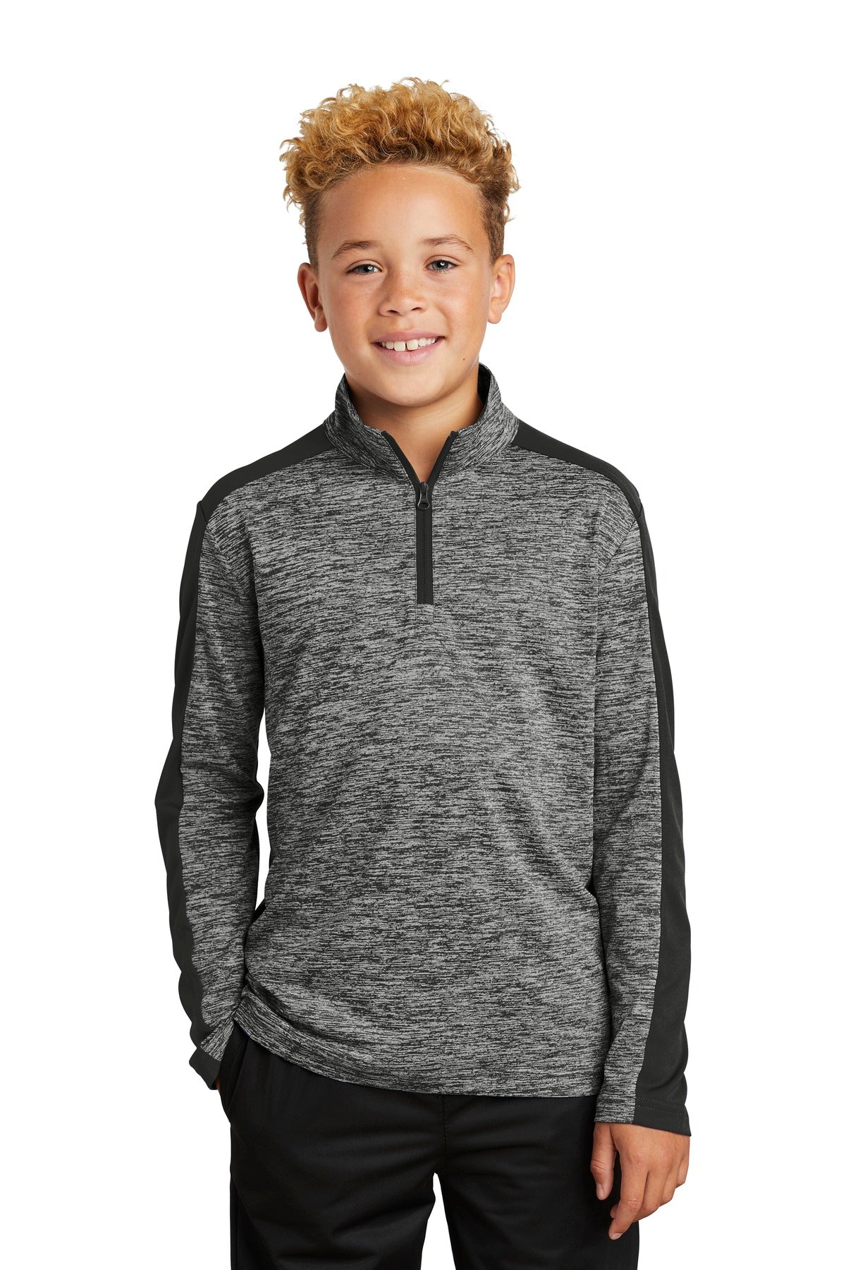 Sport-Tek Youth PosiCharge Electric Heather Colorblock 1/4-Zip Pullover YST397