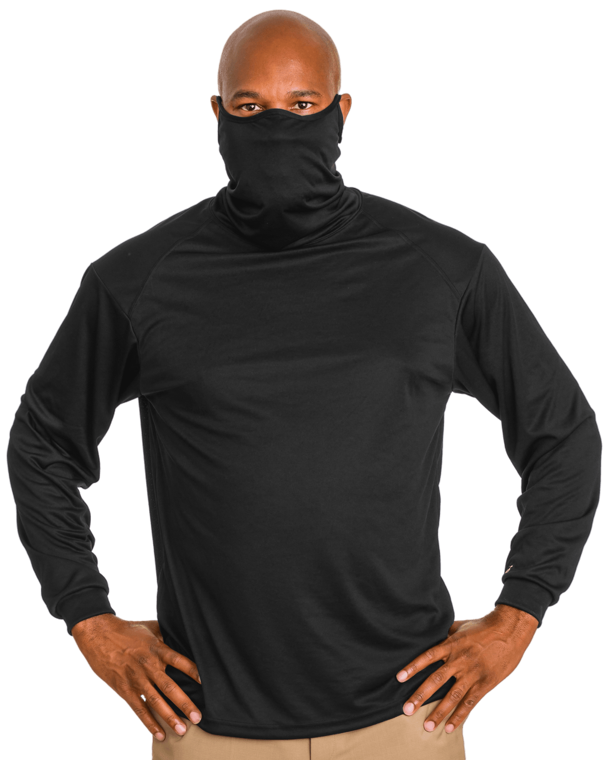 Badger Men's 2B1 Long-Sleeve Performance Tee with Mask Badger