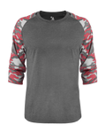 Badger Men's Vintage Camo Tri-Blend Baseball Tee Badger